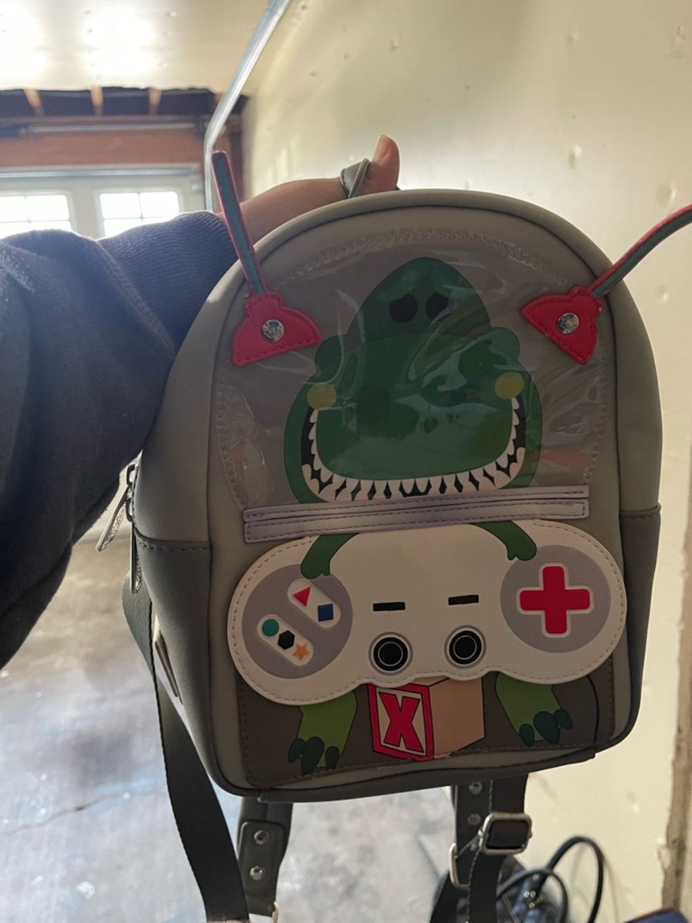 Kids Gray Dino Gamer Mini Backpack - Unbranded